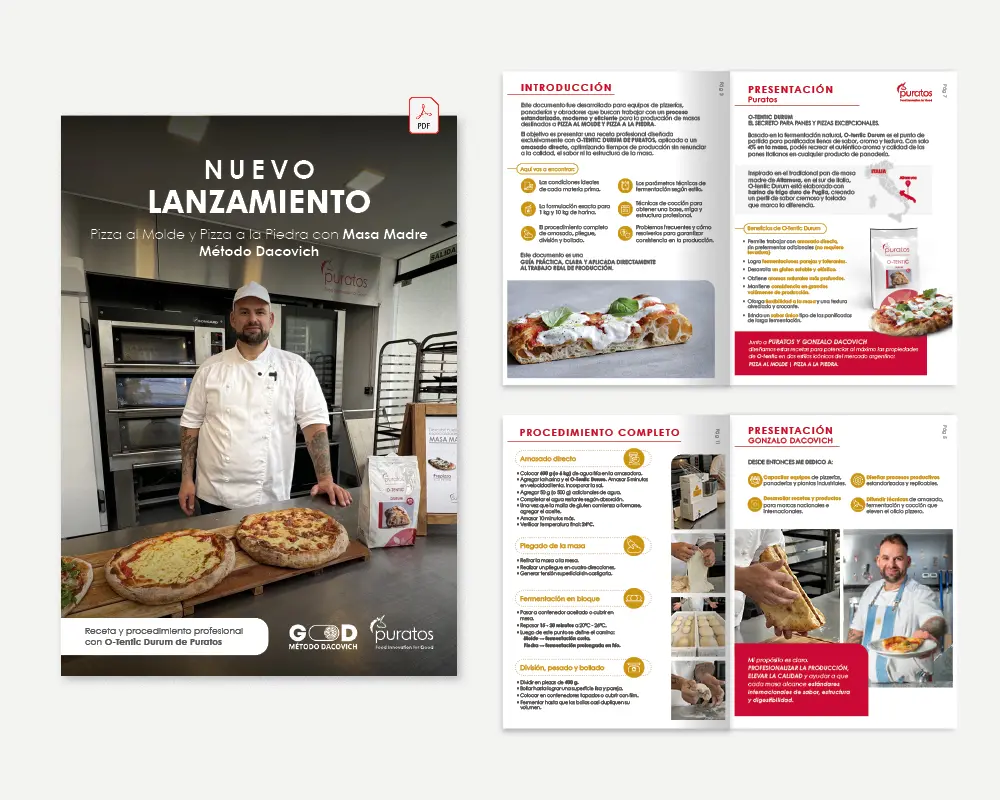 Receta PDF de Masa para Pizza con Masa Madre de Puratos (O-tentic Durum) Descarga la receta de masa para pizza con masa madre de puratos